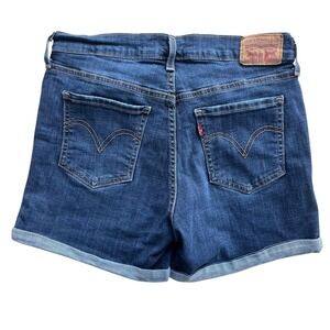 Levi's Women 29 Dark Wash Blue Denim Mid Length & Rise Cuffed Classic Jean Short
